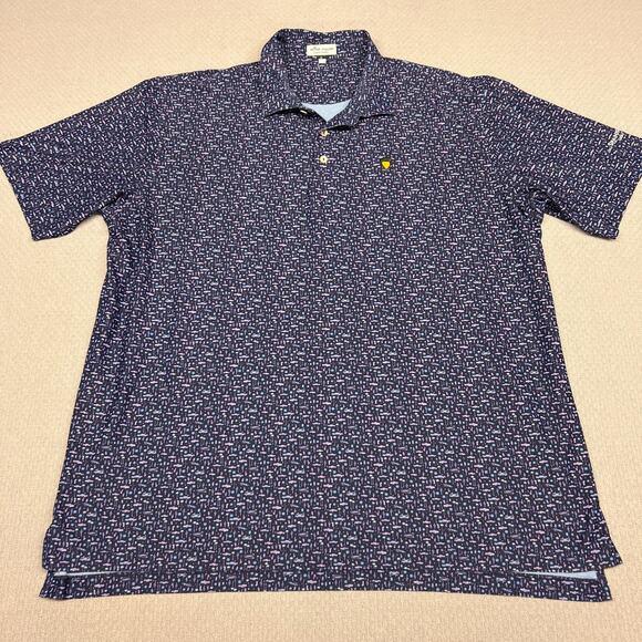 Peter Millar Polo Shirt Mens XXL Geometric Summer Comfort Spanish Oaks Golf - Picture 1 of 9